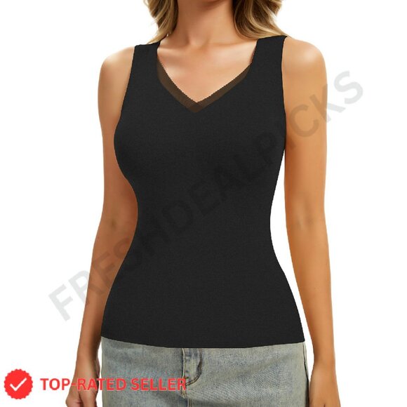 Thermal Fleece Tank Top Sleeveless Base Layer Minimal Chic Winter Warm